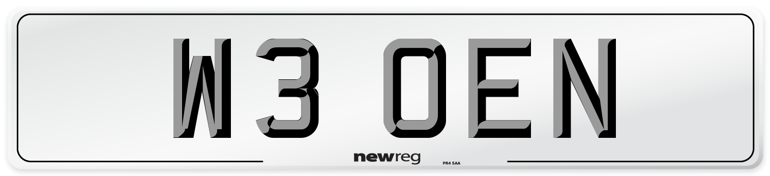 W3 OEN Number Plate from New Reg
